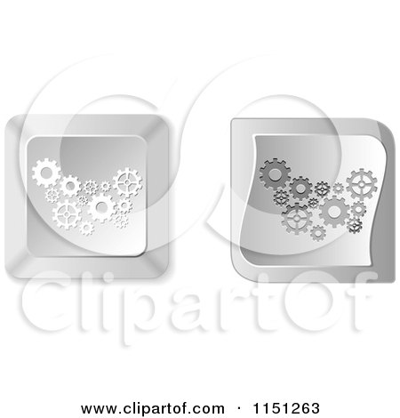 Clipart of 3d Silver Gear Computer Keyboard Buttons - Royalty Free Vector Clipart by Andrei Marincas