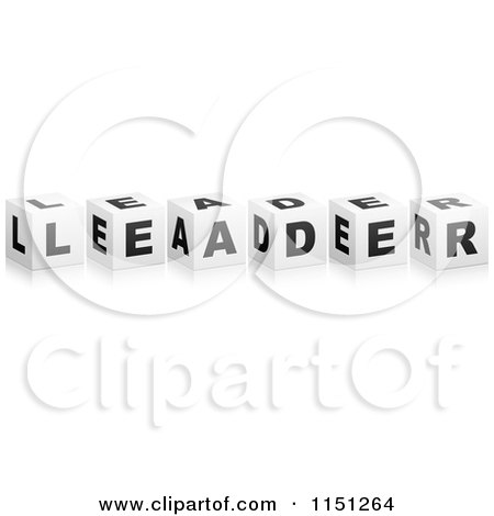 Clipart of 3d Black and White Letter Cubes Spelling LEADER - Royalty Free Vector Clipart by Andrei Marincas
