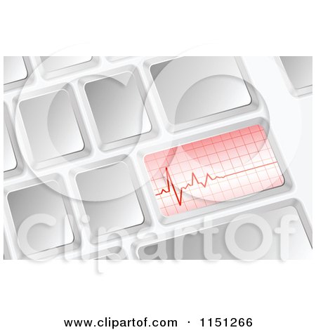 Clipart of a 3d Computer Keyboard with a Heartbeat Graph - Royalty Free Vector Clipart by Andrei Marincas