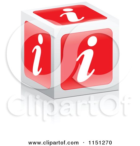 Clipart of a 3d Red I Information Cube - Royalty Free Vector Clipart by Andrei Marincas