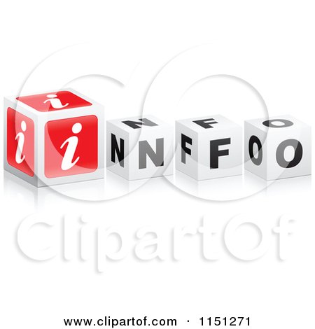Clipart of a 3d Red and Black and White Cubes Spelling INFO - Royalty Free Vector Clipart by Andrei Marincas