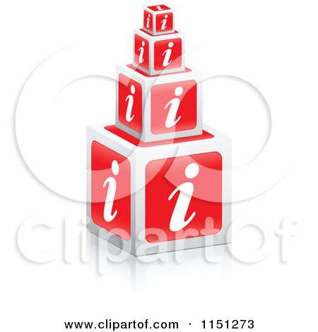 Clipart of Stacked 3d Red I Information Cubes - Royalty Free Vector Clipart by Andrei Marincas