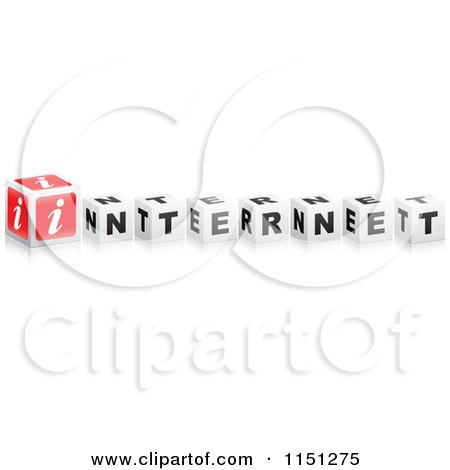 Clipart of a 3d Red and Black and White Cubes Spelling INTERNET - Royalty Free Vector Clipart by Andrei Marincas