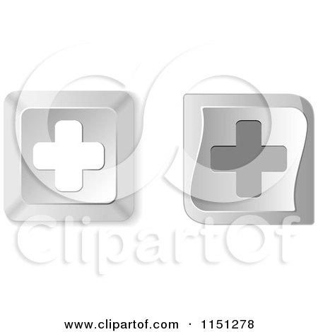 Clipart of 3d Silver Cross Computer Keyboard Buttons - Royalty Free Vector Clipart by Andrei Marincas