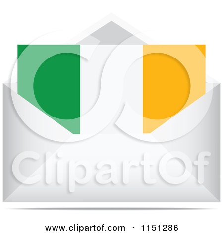 Clipart of an Irish Flag Letter in an Envelope - Royalty Free Vector Clipart by Andrei Marincas