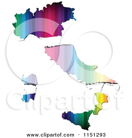 Clipart of a Colorful Italy Flag Map - Royalty Free Vector Clipart by Andrei Marincas