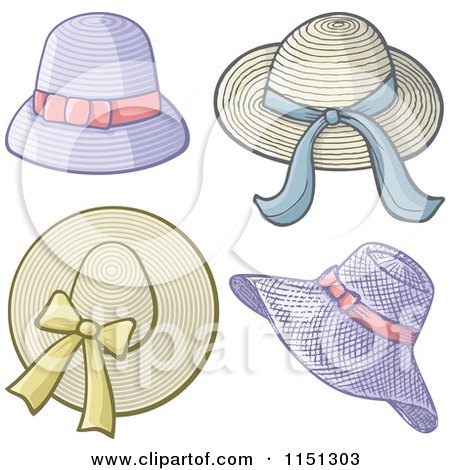 Cartoon of Ladies Hats - Royalty Free Vector Clipart by Any Vector