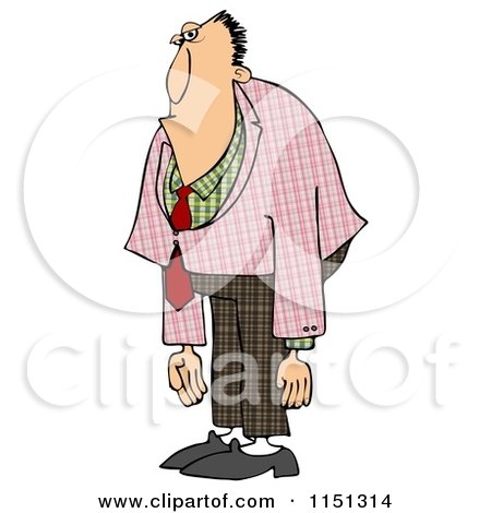 Cartoon of a Grumpy Man in a Plaid Suit - Royalty Free Clipart by djart