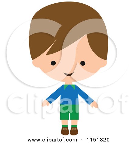 Cartoon of a Happy Brunette Boy 2 - Royalty Free Vector Illustration by peachidesigns