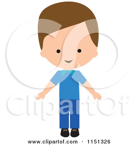 Cartoon of Happy Man Dressed in Blue - Royalty Free Illustration by peachidesigns