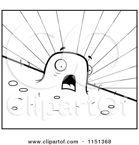 Cartoon Clipart Of A Black And White Worried Wart on Skin - Vector Outlined Coloring Page by Cory Thoman