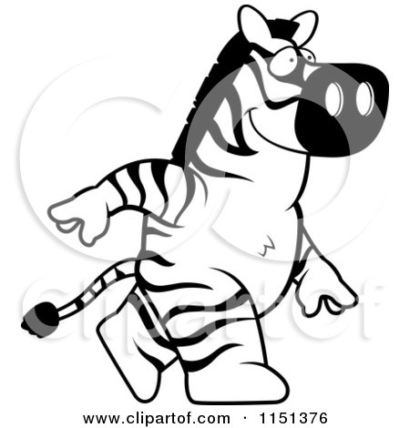 Cartoon Clipart Of A Black And White Zebra Walking Upright - Vector Outlined Coloring Page by Cory Thoman
