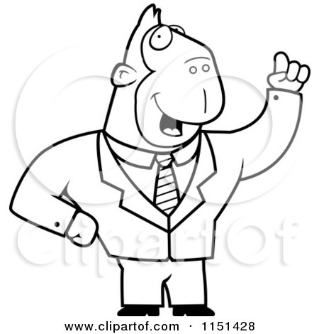 Cartoon Clipart Of A Black And White Waving Ape Businessman - Vector Outlined Coloring Page by Cory Thoman