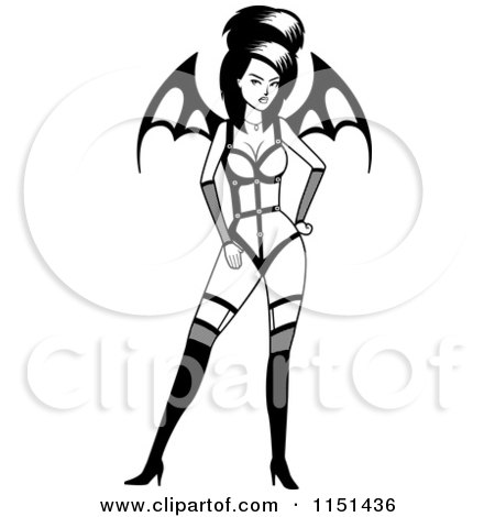 Black And White Sexy Vampiress With Wings Posters, Art Prints