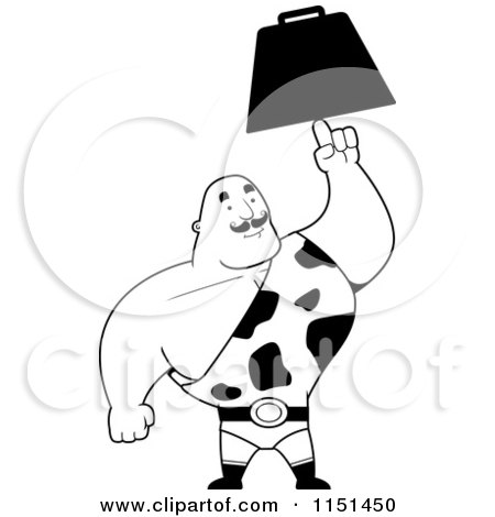 Cartoon Clipart Of A Black And White Strong Man Holding up an Anvil - Vector Outlined Coloring Page by Cory Thoman
