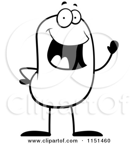 Cartoon Clipart Of A Black And White Waving Thing - Vector Outlined Coloring Page by Cory Thoman