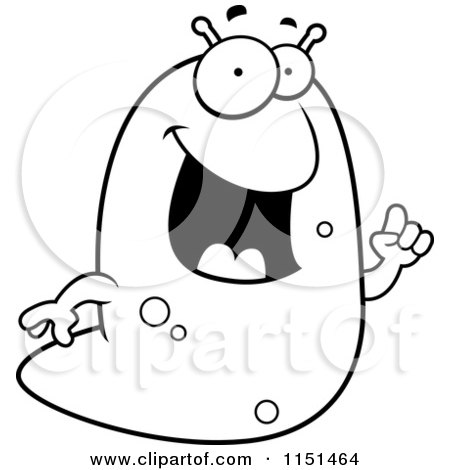 Cartoon Clipart Of A Black And White Slug Talking - Vector Outlined Coloring Page by Cory Thoman