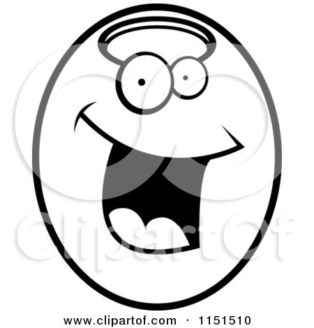 Cartoon Clipart Of A Black And White Happy Smiling Olive - Vector Outlined Coloring Page by Cory Thoman