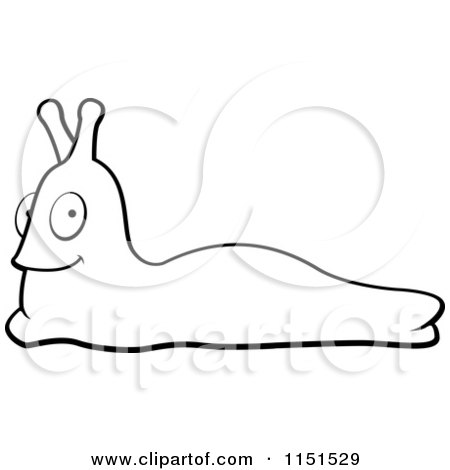 Cartoon Clipart Of A Black And White Slug - Vector Outlined Coloring Page by Cory Thoman