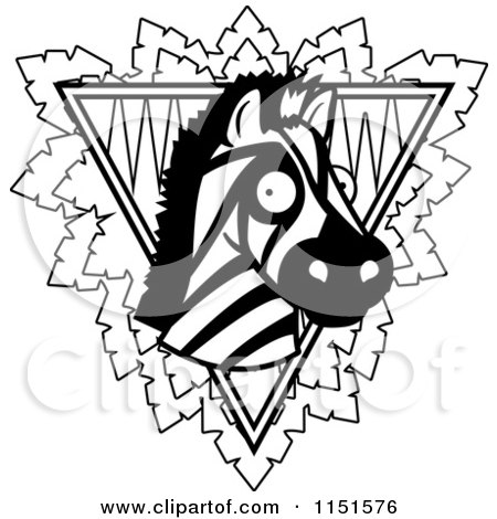 Cartoon Clipart Of A Black And White Safari Zebra Sign - Vector Outlined Coloring Page by Cory Thoman