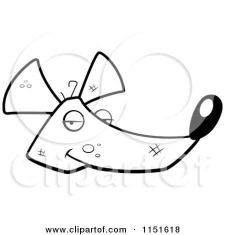 Cartoon Clipart Of A Black And White Rat Face - Vector Outlined Coloring Page by Cory Thoman
