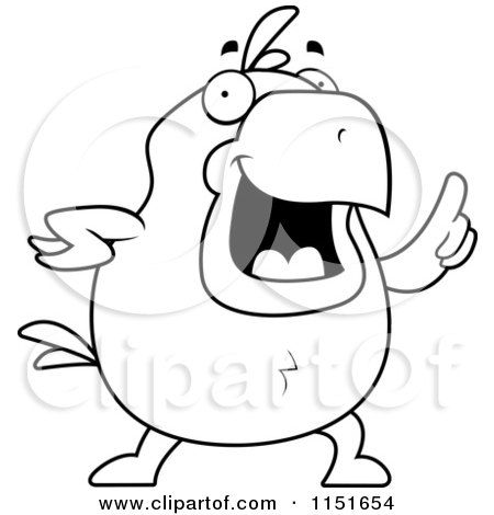 Cartoon Clipart Of A Black And White Creative Chick Character with an Idea - Vector Outlined Coloring Page by Cory Thoman