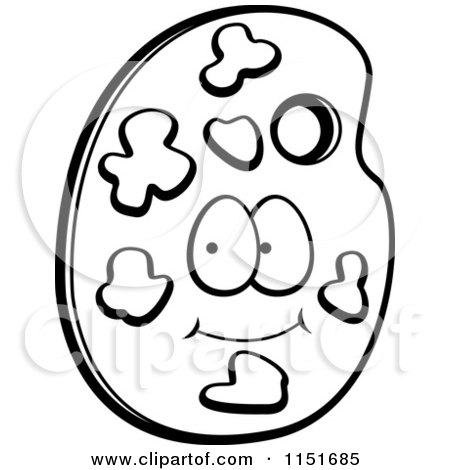 Cartoon Clipart Of A Black And White Art Palette - Vector Outlined Coloring Page by Cory Thoman