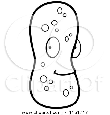 Cartoon Clipart Of A Black And White Peanut Character - Vector Outlined Coloring Page by Cory Thoman