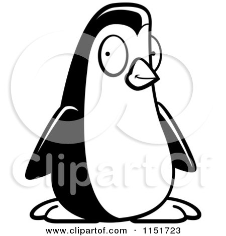 Cartoon Clipart Of A Black And White Penguin - Vector Outlined Coloring Page by Cory Thoman