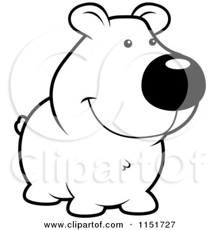 Cartoon Clipart Of A Black And White Cute Smiling Bear - Vector Outlined Coloring Page by Cory Thoman