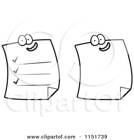 Cartoon Clipart Of Black And White Papers - Vector Outlined Coloring Page by Cory Thoman