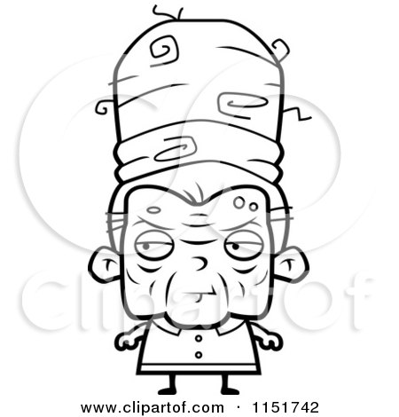 Cartoon Clipart Of A Black And White Old Lady with Tall Hair - Vector Outlined Coloring Page by Cory Thoman