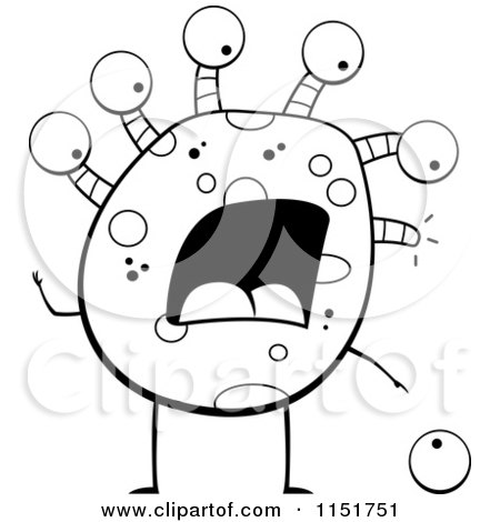Cartoon Clipart Of A Black And White Eyeball Monster Dropping an Eye - Vector Outlined Coloring Page by Cory Thoman