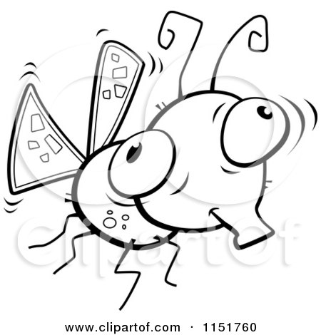 Cartoon Clipart Of A Black And White Mosquito - Vector Outlined Coloring Page by Cory Thoman