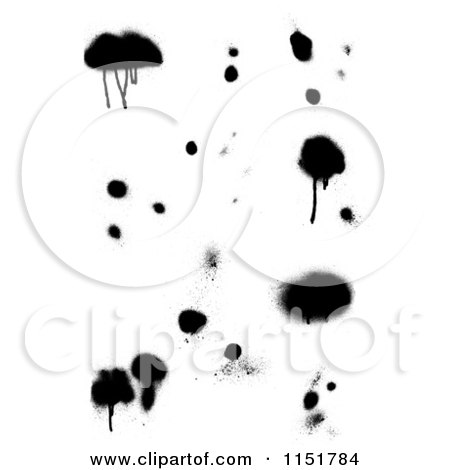 Clipart of Black Graffiti Spray Paint Splats - Royalty Free Vector Illustration by lineartestpilot