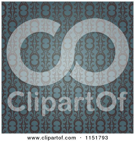 Clipart of an Ornate Blue Wallpaper Pattern - Royalty Free Vector Illustration by lineartestpilot