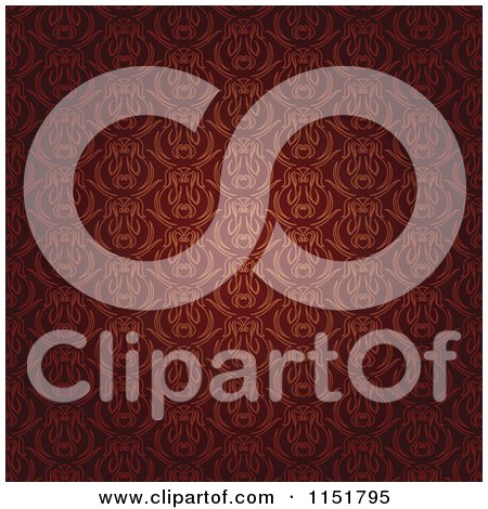 Clipart of an Ornate Red Wallpaper Pattern - Royalty Free Vector Illustration by lineartestpilot