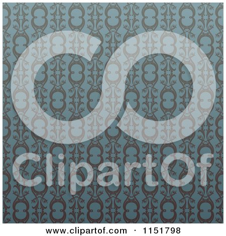 Clipart of an Ornate Blue Wallpaper Pattern - Royalty Free Vector Illustration by lineartestpilot