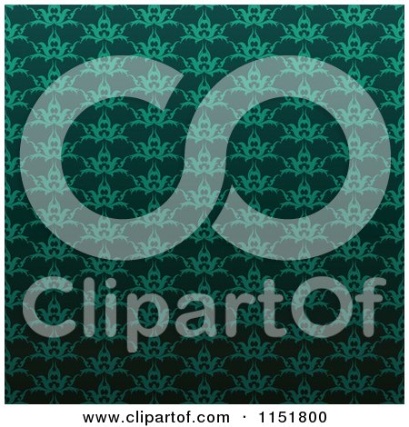Clipart of an Ornate Green Wallpaper Pattern - Royalty Free Vector Illustration by lineartestpilot