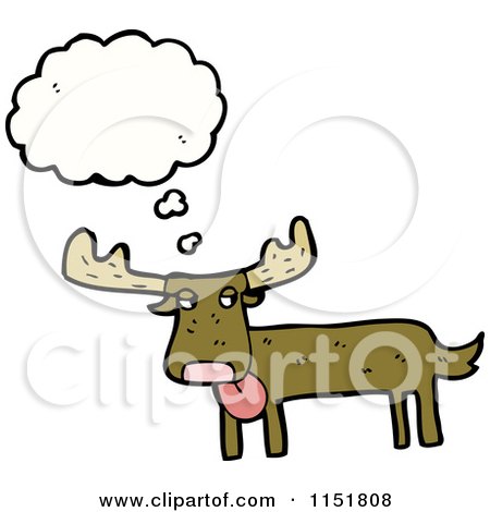 Cartoon of a Thinking Moose - Royalty Free Vector Illustration by lineartestpilot