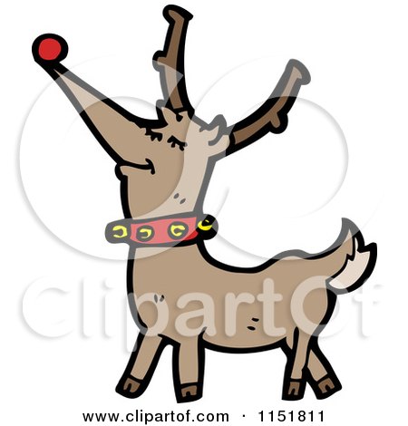Cartoon of a Red Nosed Reindeer - Royalty Free Vector Illustration by lineartestpilot