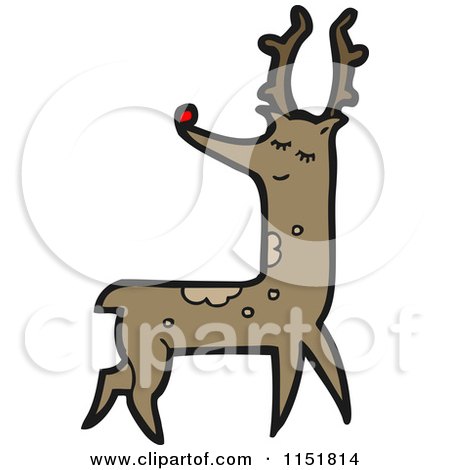 Cartoon of a Red Nosed Reindeer - Royalty Free Vector Illustration by lineartestpilot