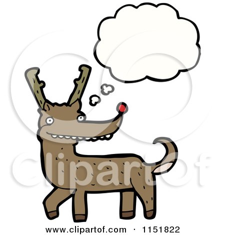 Cartoon of a Thinking Christmas Reindeer - Royalty Free Vector Illustration by lineartestpilot