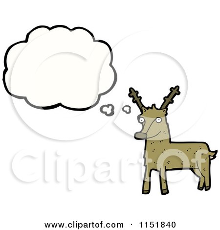 Cartoon of a Thinking Christmas Reindeer - Royalty Free Vector Illustration by lineartestpilot