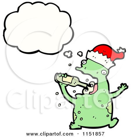 Cartoon of a Thinking Christmas Frog - Royalty Free Vector Illustration by lineartestpilot