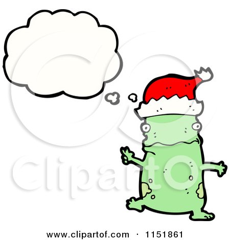 Cartoon of a Thinking Christmas Frog - Royalty Free Vector Illustration by lineartestpilot