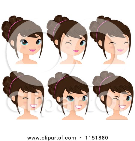 Clipart of a Young Brunette Woman Winking and Smiling - Royalty Free Vector Illustration by Melisende Vector