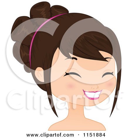 Clipart of a Young Brunette Woman Smiling 3 - Royalty Free Vector Illustration by Melisende Vector