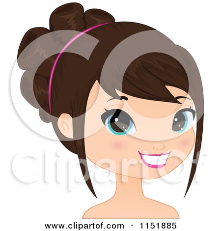 Clipart of a Young Brunette Woman Smiling - Royalty Free Vector Illustration by Melisende Vector