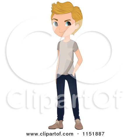 Clipart of a Casual Blond Teenage Boy - Royalty Free Vector Illustration by Melisende Vector